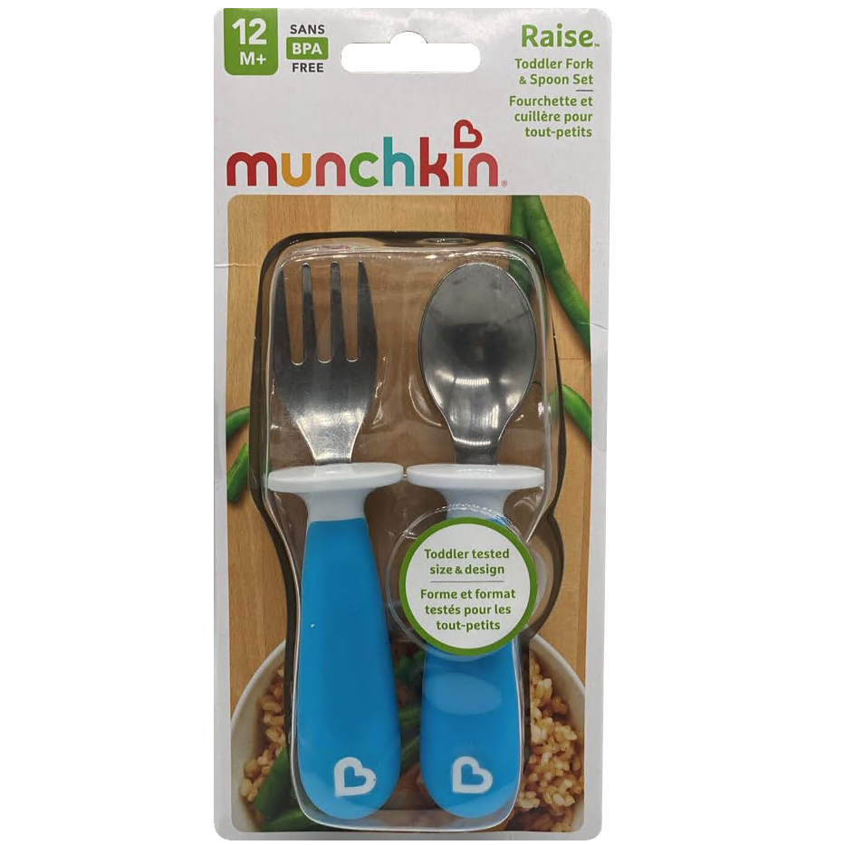 Munchkin Raise Toddler Fork & Spoon Set, 12 M+