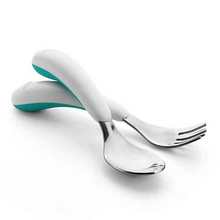 Load image into Gallery viewer, OXO Tot Fork & Spoon Set 12m+ - White/Teal
