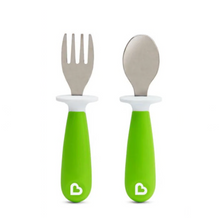 Load image into Gallery viewer, Munchkin Raise Toddler Fork & Spoon Set 12m+  - Green