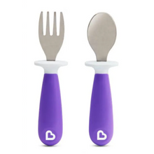 Load image into Gallery viewer, Munchkin Raise Toddler Fork & Spoon Set 12m+  - Purple