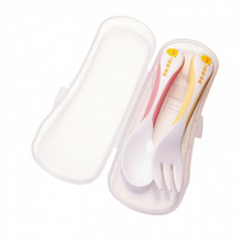 Load image into Gallery viewer, Piyo Piyo Step 1 Training Spoon & Fork Set 630107P - Pink/Yellow