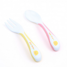 Load image into Gallery viewer, Piyo Piyo Step 1 Training Spoon & Fork Set 630107P - Pink/Yellow