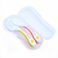 Load image into Gallery viewer, Piyo Piyo Step 1 Training Spoon & Fork Set 630107P - Pink/Yellow