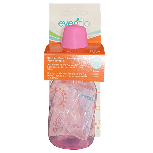 Evenflo Classic Micro Air Vents Baby Bottle 4 oz 1113311 - Pink