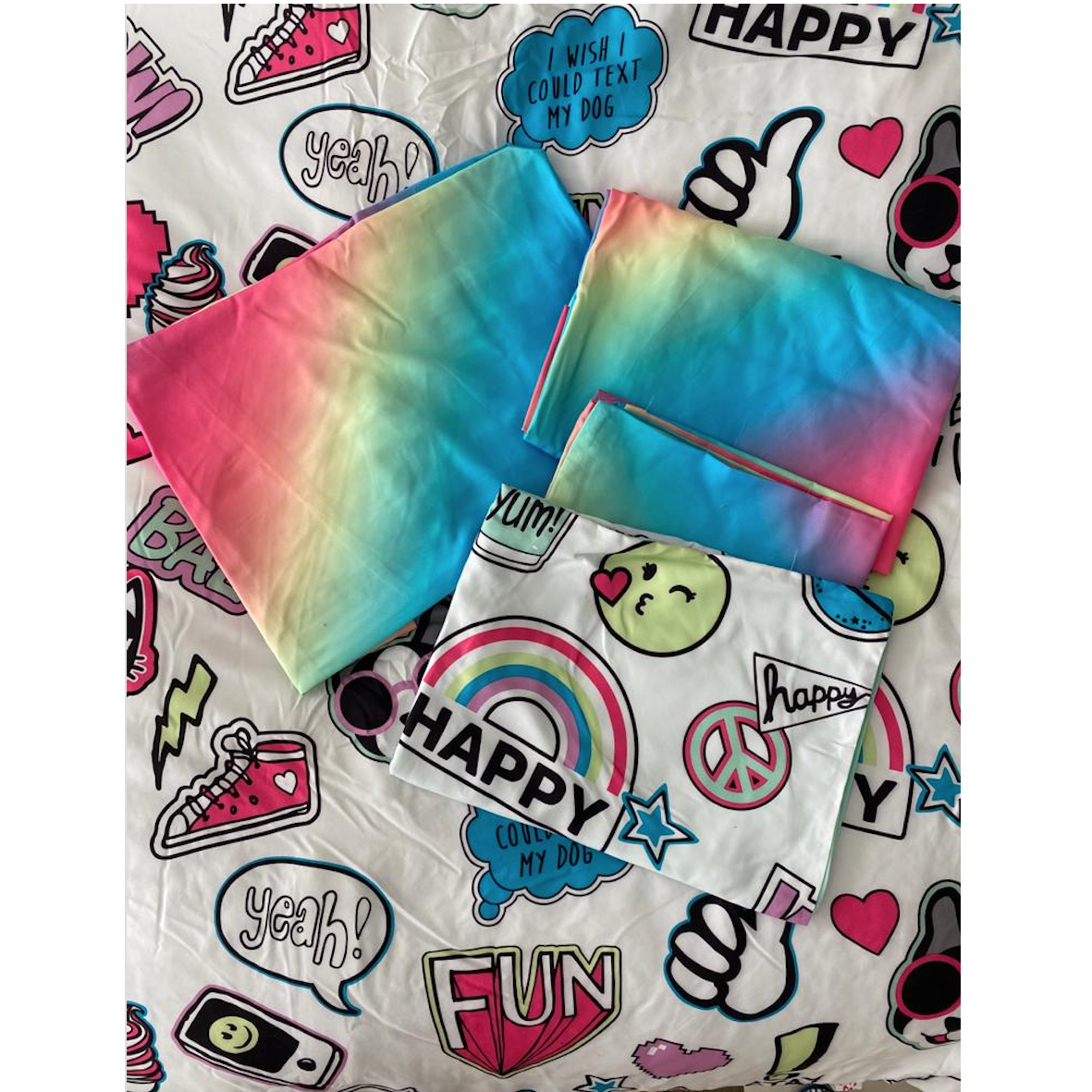 Justice Polyester Bed In A Bag Twin Size Emoji Graffiti Abytoys