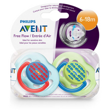 Load image into Gallery viewer, Philips Avent Free Flow Pacifiers 6 - 18m SCF172/22 - Green/Blue