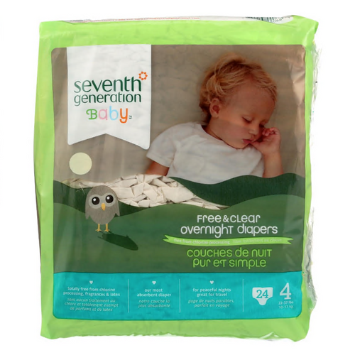 Seventh Generation Free & Clear Overnight Diapers Size 4 - 24 ct