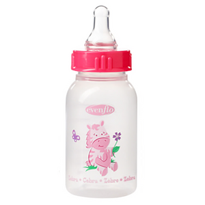Evenflo Zoo Friends Baby Bottle With Customflow Nipple 4 oz 1334111 - Pink