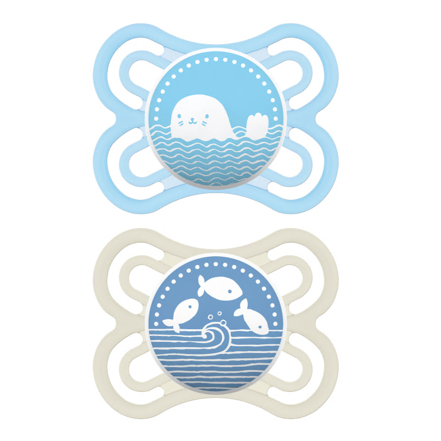 MAM Perfect Collection Pacifiers 0 - 6m - Blue/Clear