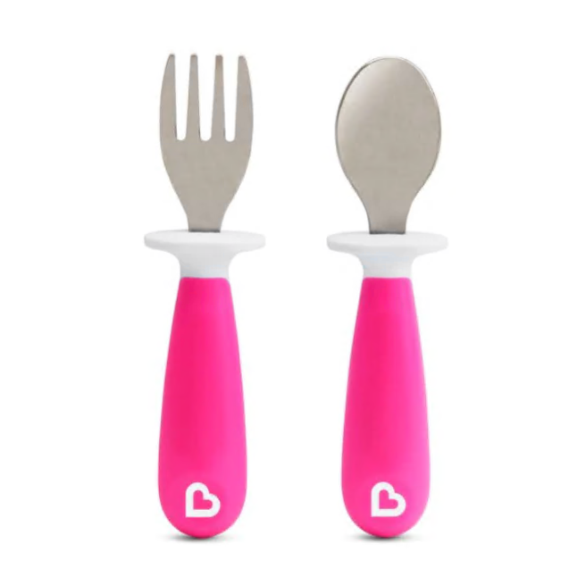 Munchkin Raise Toddler Fork & Spoon Set 12m+  - Pink