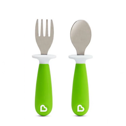 Munchkin Raise Toddler Fork & Spoon Set 12m+  - Green