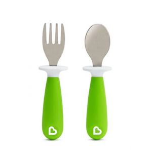 Munchkin Raise Toddler Fork & Spoon Set 12m+  - Green