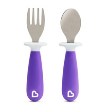 Load image into Gallery viewer, Munchkin Raise Toddler Fork &amp; Spoon Set 12m+  - Purple