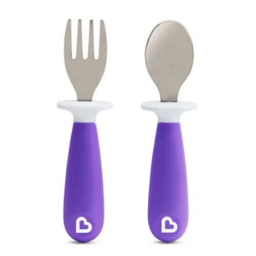 Munchkin Raise Toddler Fork & Spoon Set 12m+  - Purple