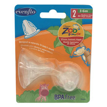 Load image into Gallery viewer, Evenflo Zoo Friends Silicone Anatomic Nipples 3 - 6m 2161611