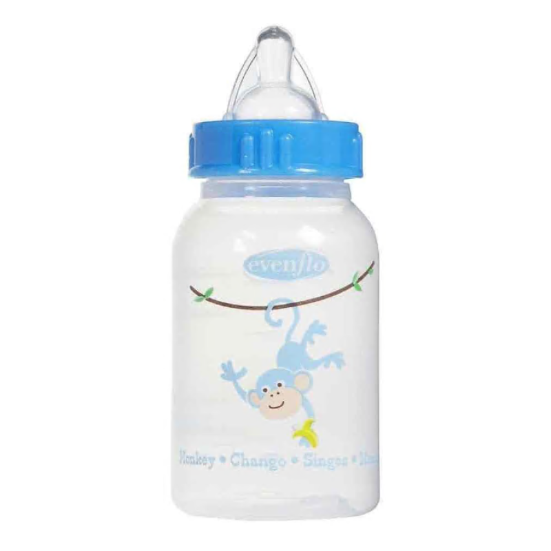 Evenflo Zoo Friends Baby Bottle With Anatomic Nipple 4 oz 1339111 - Blue