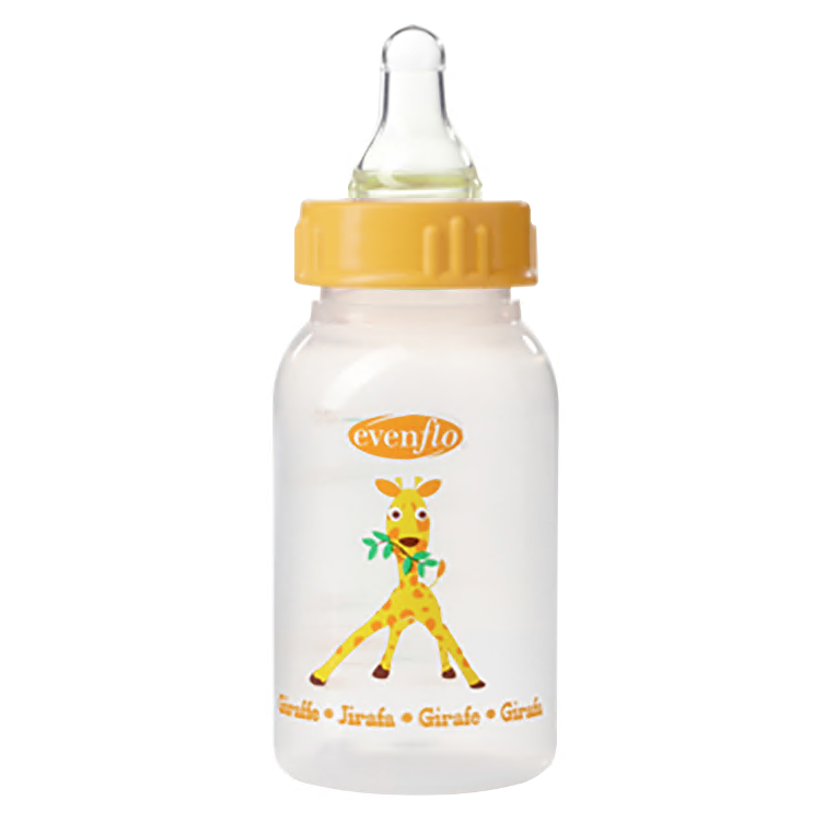 Evenflo Zoo Friends Baby Bottle With Customflow Nipple 4 oz 1334111 - Yellow