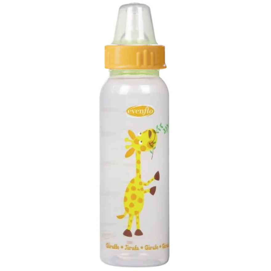 Evenflo Zoo Friends Decorated Baby Bottle 8 oz 1338111 - Yellow