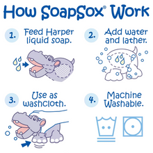 Load image into Gallery viewer, SoapSox Harper the Hippo Bath Scrub