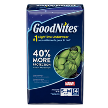 Load image into Gallery viewer, GoodNites Nighttime Hulk Underwear Size S/M - 14 ct