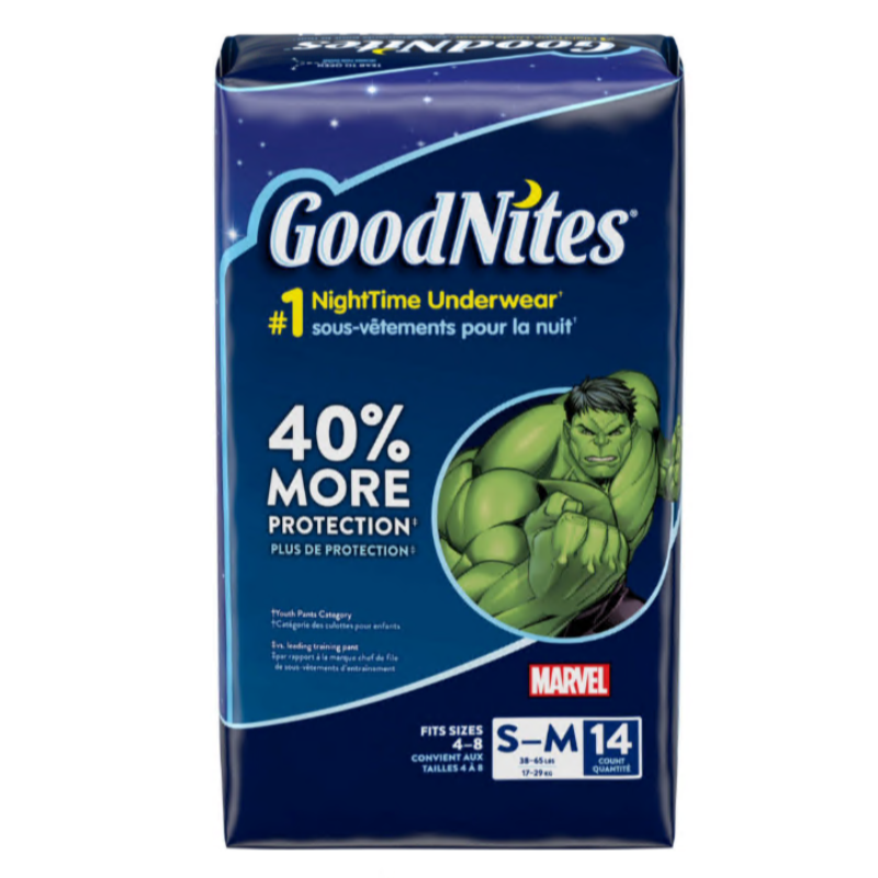 GoodNites Nighttime Hulk Underwear Size S/M - 14 ct – Abytoys